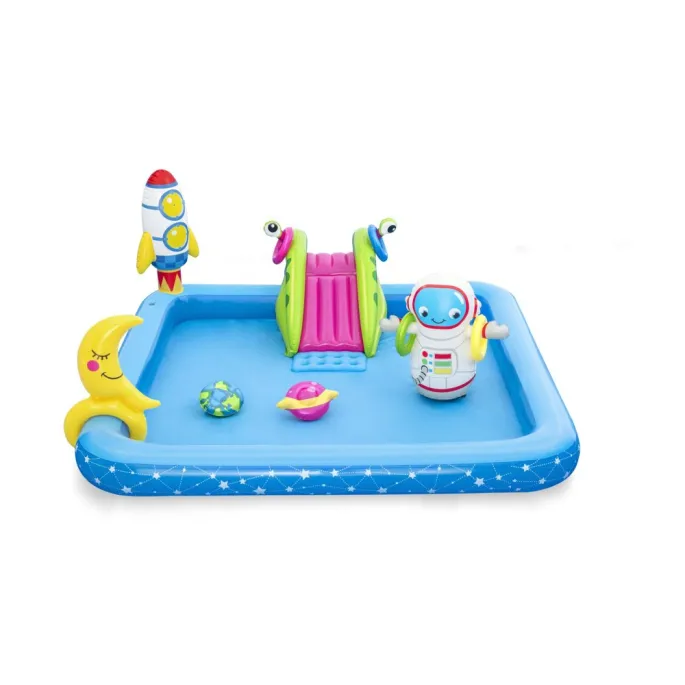 Plac zabaw wodny dla dzieci z dmuchaną rakietą i księżycem