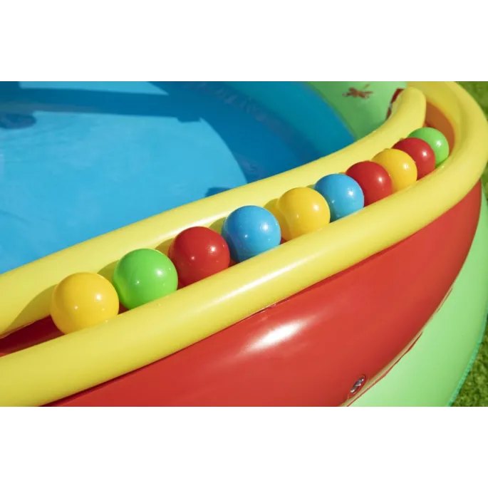 Kolorowe piłeczki i rynna na piłki w placu zabaw Bestway