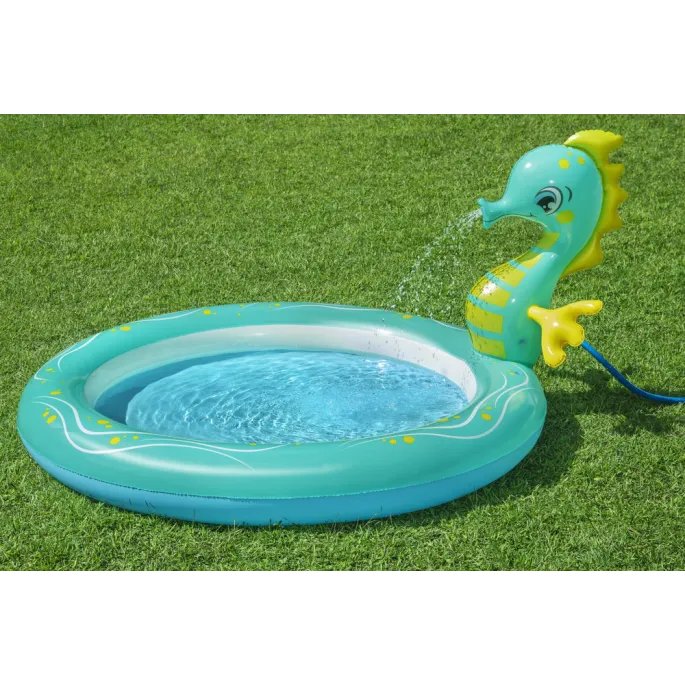 Dziecięcy basen z fontanną wodną i konikiem morskim do ogrodu