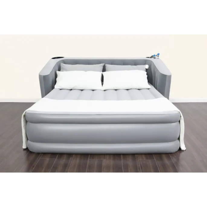 Materac dmuchany 233x196x80 cm z zagłówkiem i uchwytami na napoje