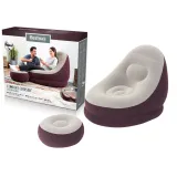 Dmuchany fotel Bestway bordowy z podnóżkiem, widok z przodu