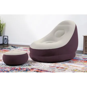 Dmuchany Fotel Z Podnóżkiem 122 x 94 x 81 cm Bestway 75053 Bordowy