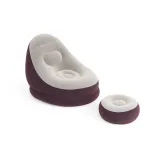 Bordowy fotel dmuchany z miękką, flokowaną powierzchnią