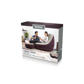 Dmuchany fotel z podnóżkiem Bestway 75053 wykorzystywany na balkonie