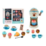 Zestaw kawiarnia zabawkowa z maszynką do lodów, filiżankami i babeczkami