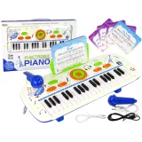 Niebieskie elektryczne pianino keyboard dla dzieci z mikrofonem