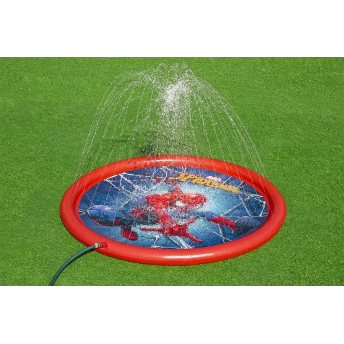 Mata wodna Spider-man z zraszaczem podłączonym do węża ogrodowego