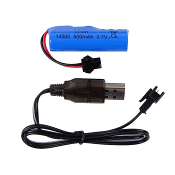 Akcesoria zestawu – bateria, ładowarka USB i pilot do dźwigu RC