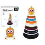 Kolorowa edukacyjna piramidka z obręczami i kaczuszką dla dzieci