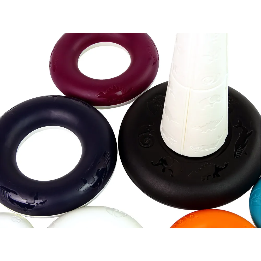 Zabawka motoryczna z sortującymi obręczami i gumową grzechoczącą kaczuszką