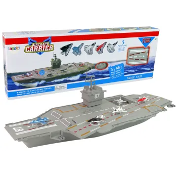 Duży statek lotniskowiec zabawka z efektami dźwiękowymi i świetlnymi