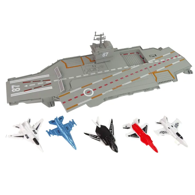Zabawka militarny lotniskowiec z ruchomym podestem i samolotami
