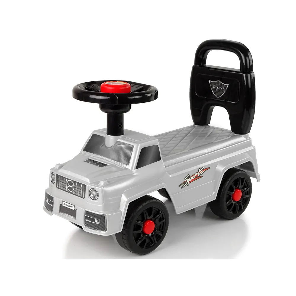 Jeździk dziecięcy QX-5500-2 ze stabilną podstawą oraz oparciem, kolor srebrny