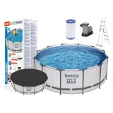 Basen stelażowy 366 x 122 cm w pełni rozłożony na trawniku