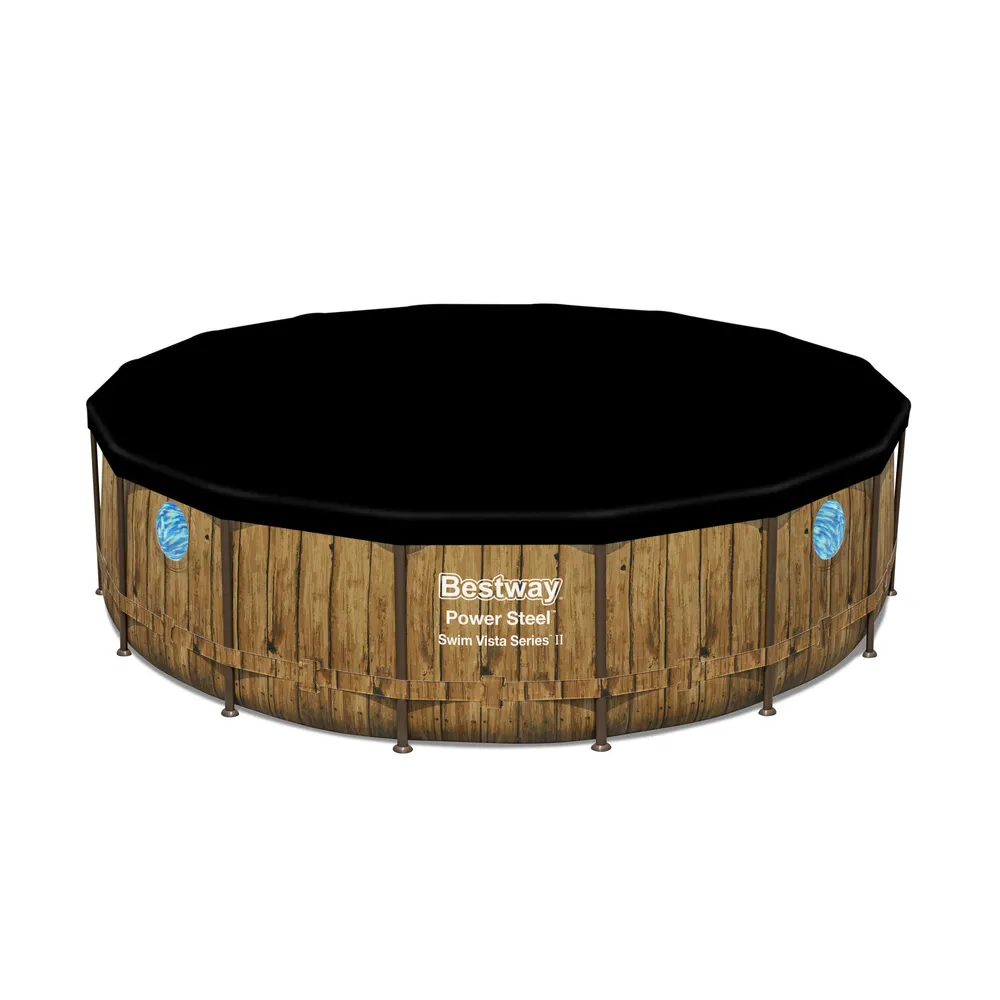 Basen ogrodowy Bestway 488 x 122 cm podczas montażu w ogrodzie