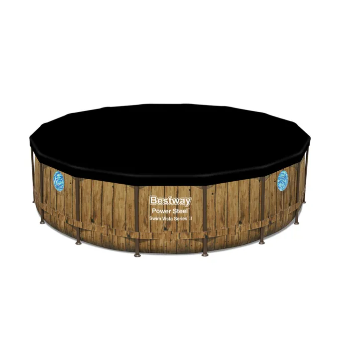 Basen ogrodowy Bestway 488 x 122 cm podczas montażu w ogrodzie