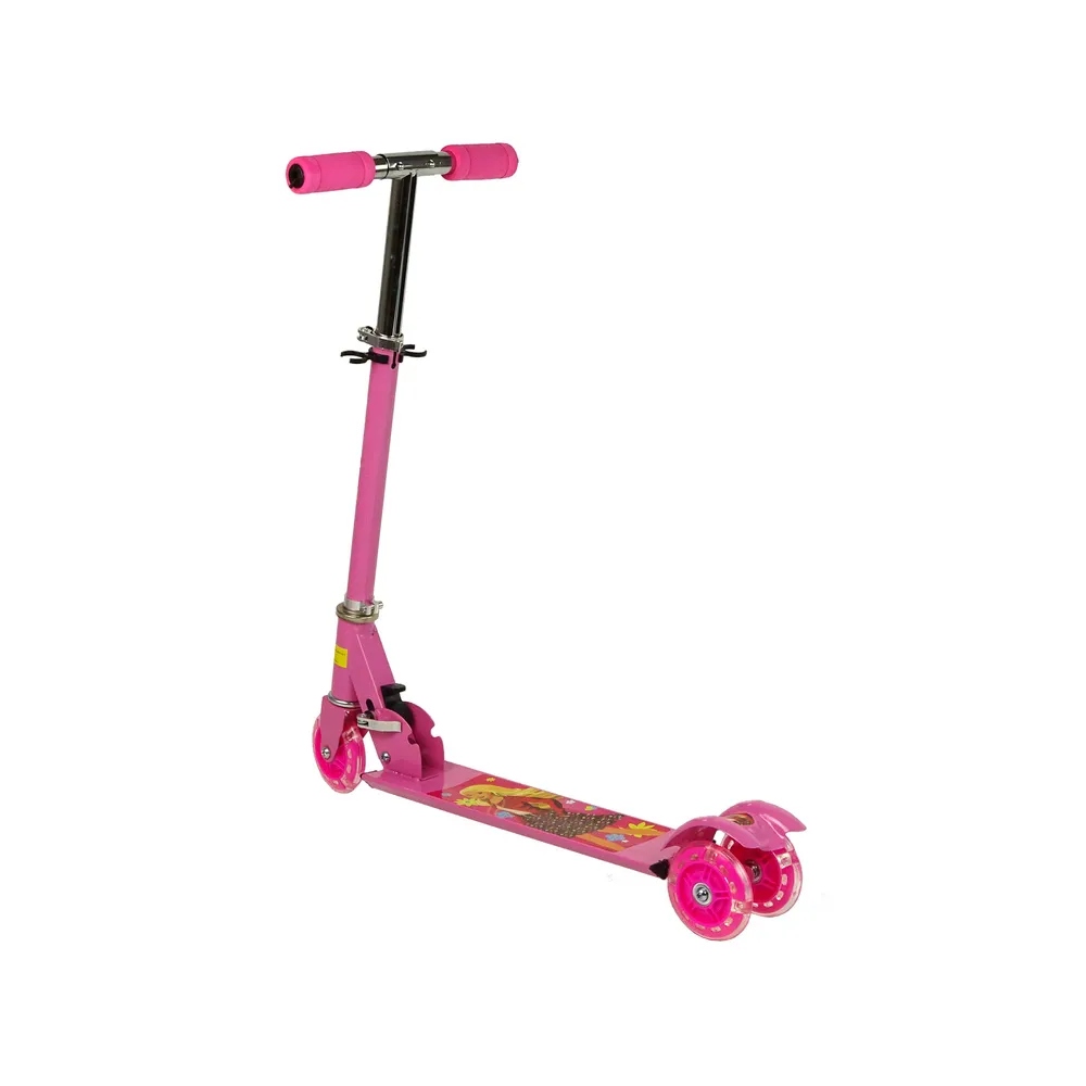 Hulajnoga trójkołowa z diodami LED i kolorową grafiką dla dziewczynki