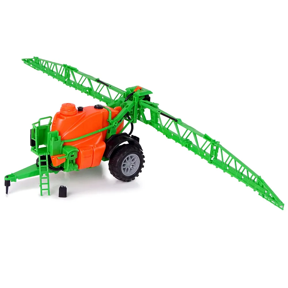 Zestaw traktor z ruchomym opryskiwaczem i rozkładanymi ramionami