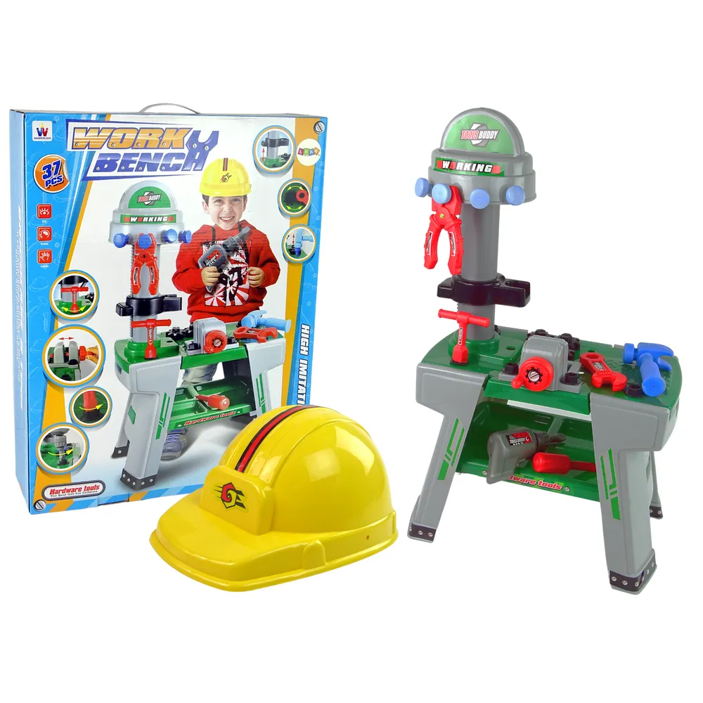 Stół majsterkowicza z akcesoriami edukacyjnymi i bezpiecznymi narzędziami