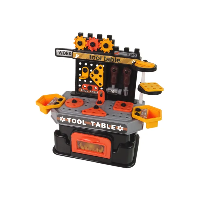 Stolik warsztatowy z bogatym zestawem narzędzi do zabawy dla najmłodszych