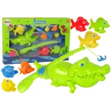 Zestaw łowienia rybek z kolorowymi rybkami i krokodylem dla dzieci