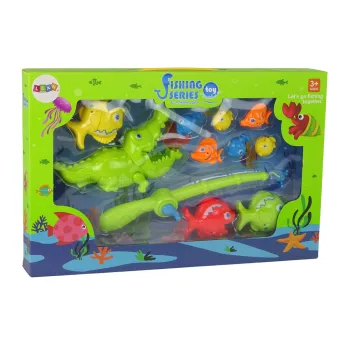 Zabawkowy krokodyl i rybki do łowienia w wannie lub na sucho