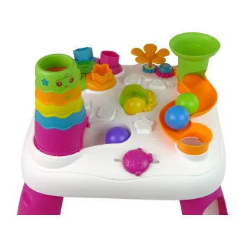 Panel edukacyjny dla malucha z kolorowymi kulkami i sorterem geometrycznym