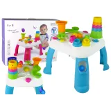Interaktywny stolik edukacyjny z sorterem i zjeżdżalnią piłeczek, kolor niebieski