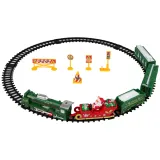 Zestaw kolejki z oświetleniem lokomotywy oraz świątecznymi wagonami