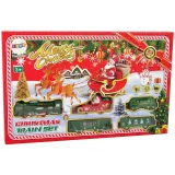 Świąteczny motyw kolejki z torami o długości 260 cm i kolorowymi wagonami