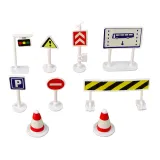 Kompletny zestaw wyścigowy z autkami, dinozaurami i znakami drogowymi