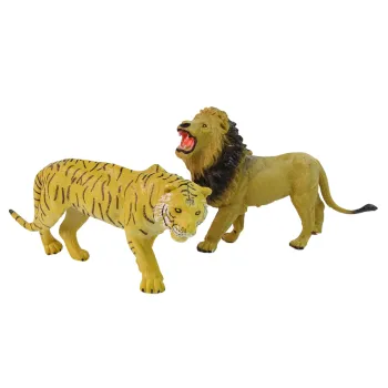 Auto pickup z realistycznymi figurkami lwa i tygrysa