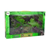 Duży zestaw figurek prehistorycznych dinozaurów zapakowany w pudełku
