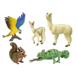 Zestaw realistycznych figurek panda, papuga i inne zwierzęta dla dzieci