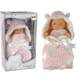 Lalka Słodki Bobas w różowym beciku z białą kokardką dla dzieci