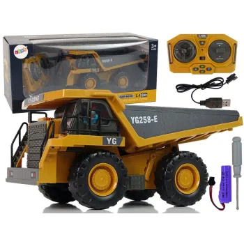 Zdalnie sterowana wywrotka budowlana z ruchomą naczepą na pilota