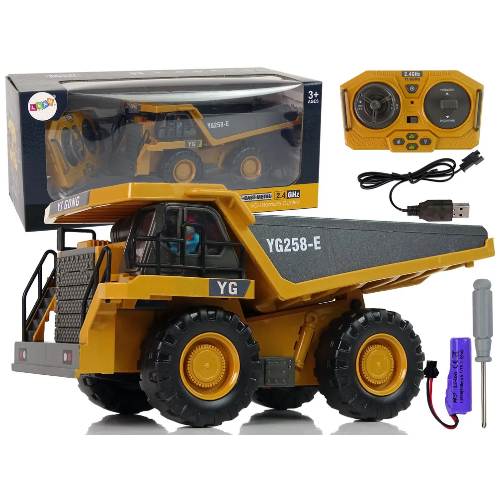 Zdalnie sterowana wywrotka budowlana z ruchomą naczepą na pilota