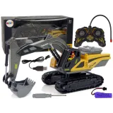 Żółta koparka gąsienicowa zdalnie sterowana dla dzieci na pilota 2.4G
