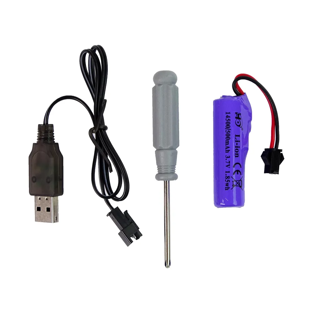 Koparka żółta na gąsienicach z akumulatorem i ładowarką USB