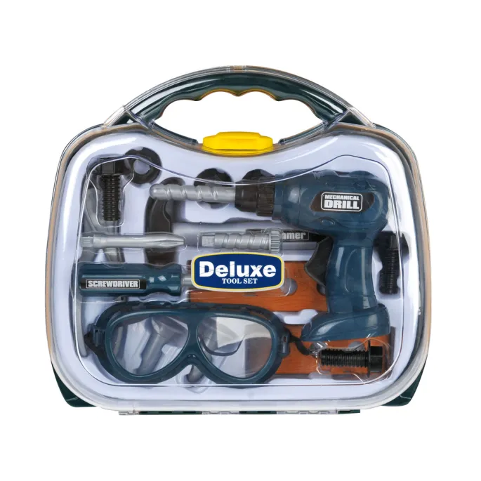 Zielony zestaw narzędzi dla dzieci w walizce do zabawy i nauki