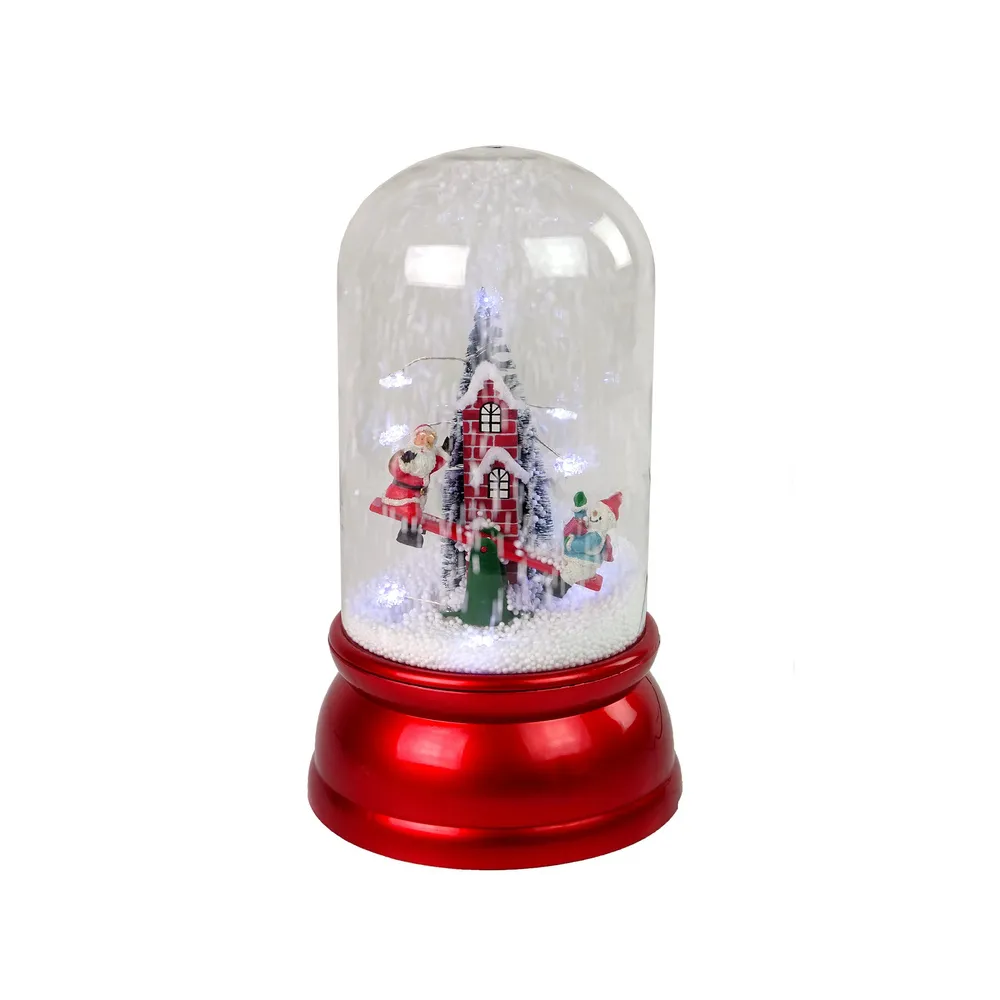 Dekoracyjna kopuła z bałwankiem, Mikołajem i efektem sztucznego śniegu