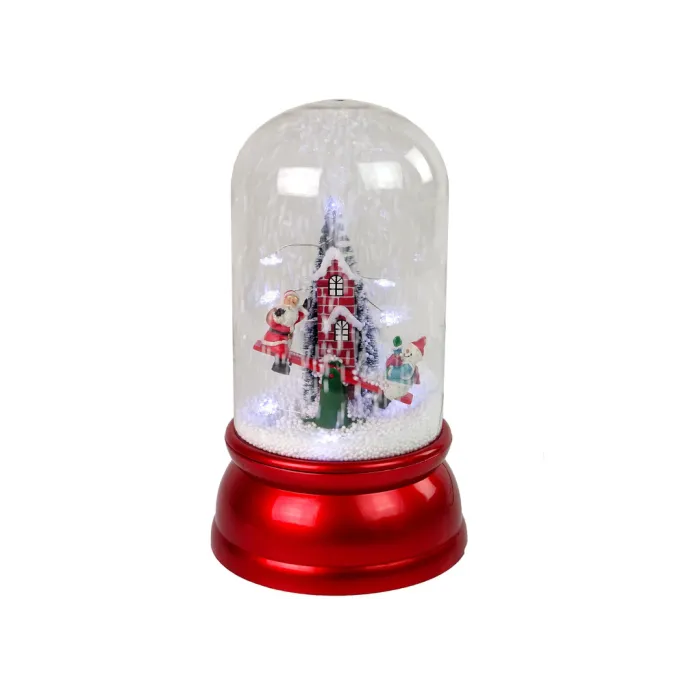 Dekoracyjna kopuła z bałwankiem, Mikołajem i efektem sztucznego śniegu