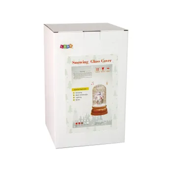 Czerwona ozdoba świąteczna z efektem śniegu i podświetleniem LED