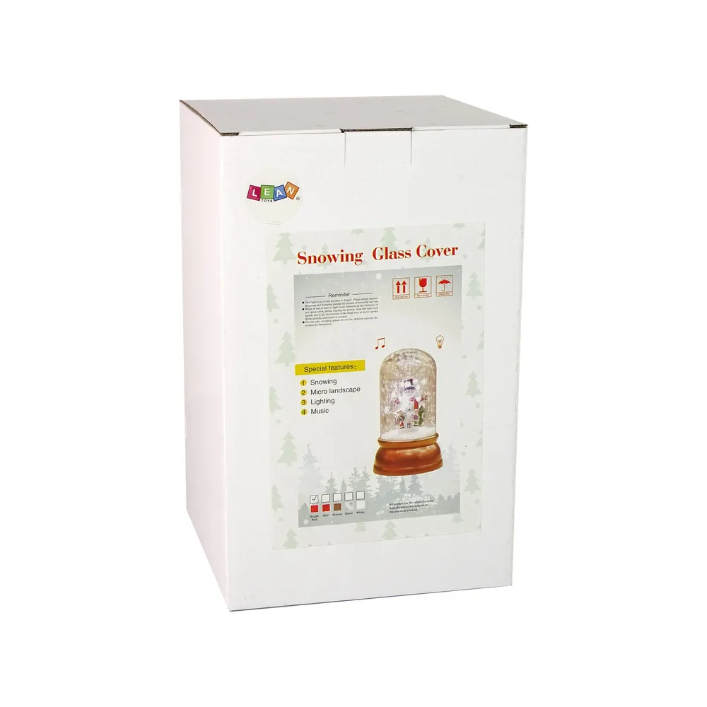 Czerwona ozdoba świąteczna z efektem śniegu i podświetleniem LED