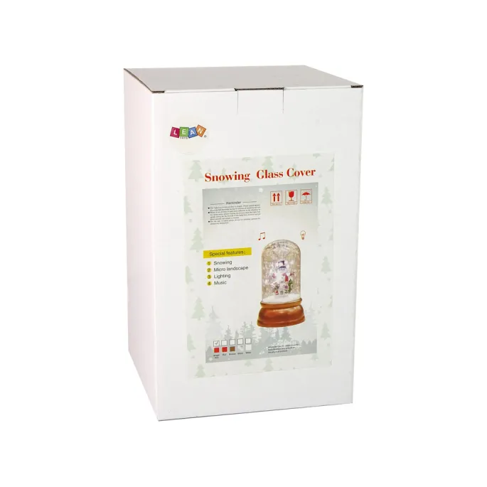 Czerwona ozdoba świąteczna z efektem śniegu i podświetleniem LED