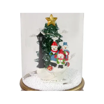 Złota choinka z rodzinką bałwanków i delikatnym oświetleniem LED