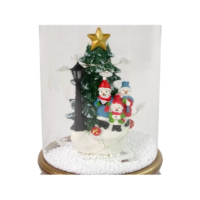 Złota choinka z rodzinką bałwanków i delikatnym oświetleniem LED