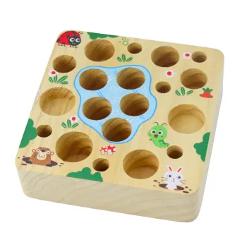 Drewniana Gra Marchewki Dżdżownica Magnes Wędka