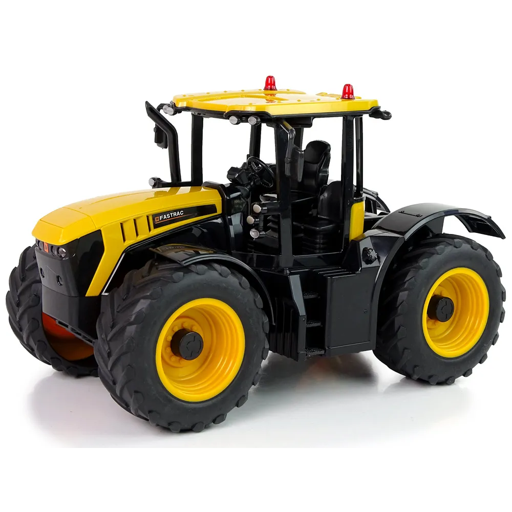 Traktor JCB RC z efektami świetlnymi i gumowymi oponami, widok z boku