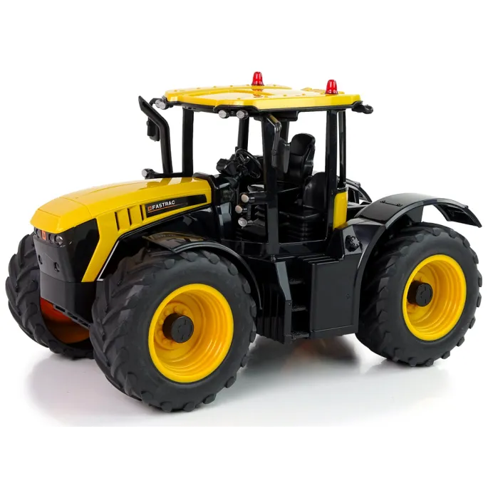Traktor JCB RC z efektami świetlnymi i gumowymi oponami, widok z boku